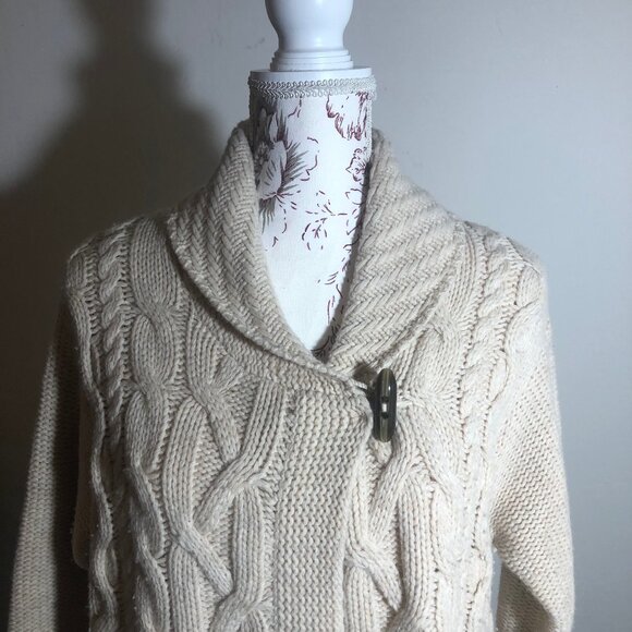 🌟 J. Jill Chunky Cable Knit Shawl Collar Cardigan – Size M 🌟 - Picture 8 of 13